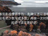 番茄影视像调参数：先确认这段话有没有把少数写成多数，再做一次对照阅读（读完更好讲）