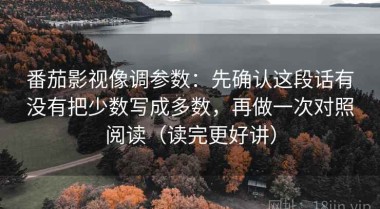 番茄影视像调参数：先确认这段话有没有把少数写成多数，再做一次对照阅读（读完更好讲）