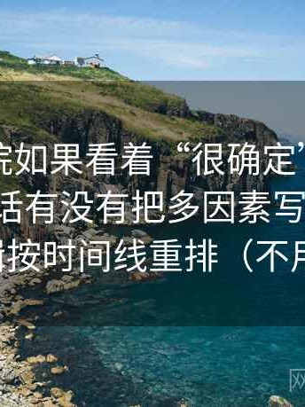 天天影院如果看着“很确定”：先回到这段话有没有把多因素写成单因，再把剪辑按时间线重排（不用背概念）